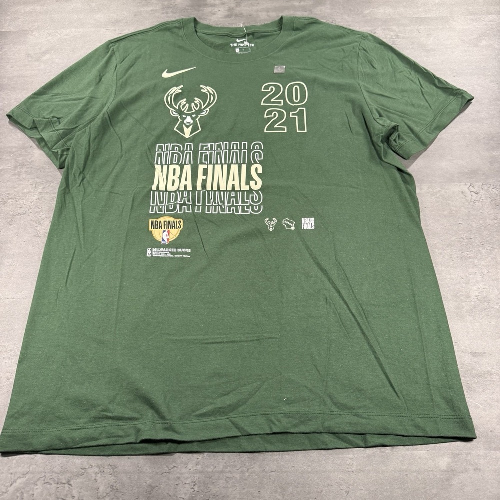 Nike Milwaukee Bucks Shirt Men‎ Large Green Gold NBA Finals Champ Giannis 2021